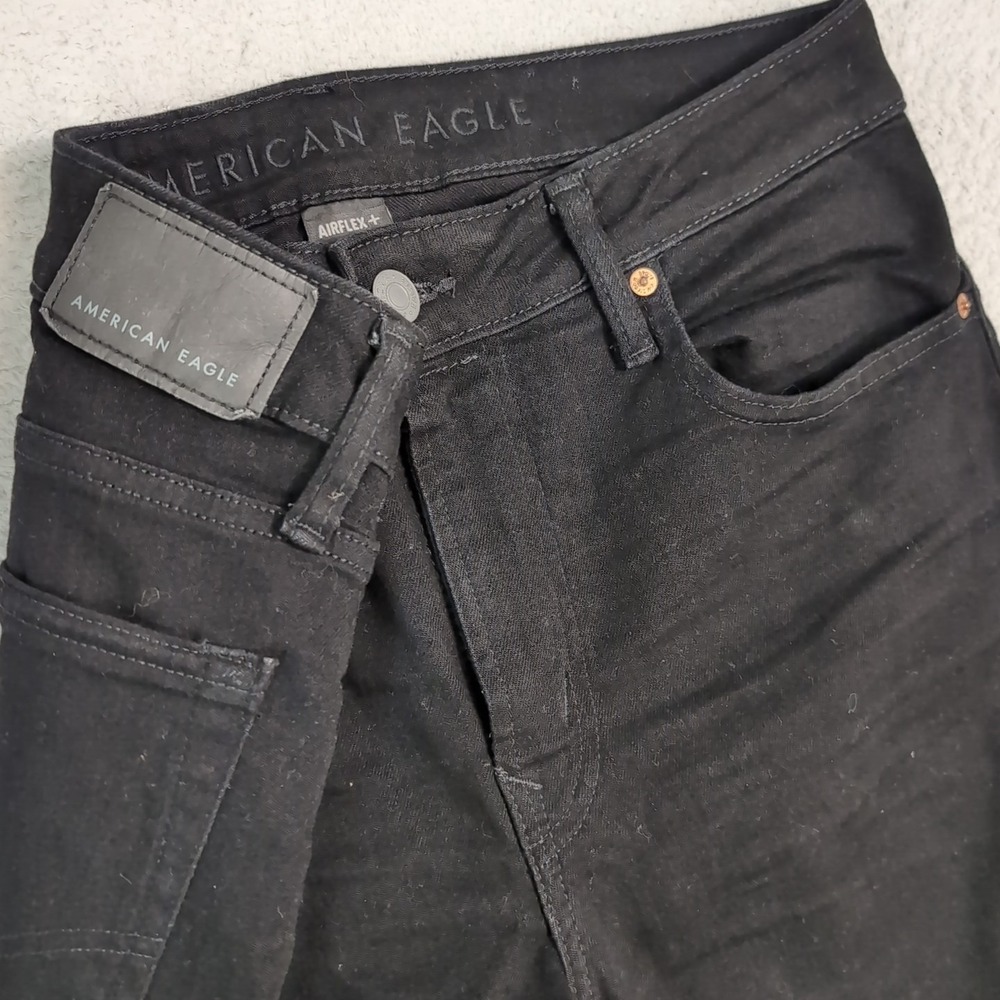 American Eagle Jeans Mens 35"x33" Black Skinny Airflex Plus Stretch Denim